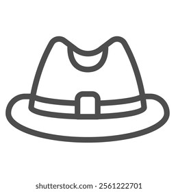 Jazz musician man hat line icon, vintage headwear concept. Vector graphics. Businessman hat sign on white background, outline style icon for mobile or web design