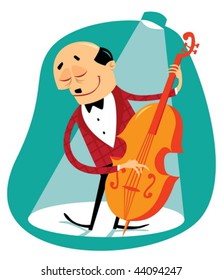 Jazz musician playing the bass