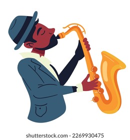 jazz musician playing saxophone character