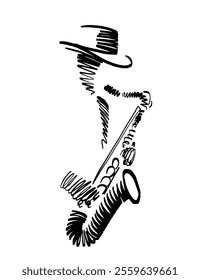 Jazz musician playing saxophone, freestyle abstract vector illustration