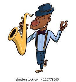 Jazz Musician playing a saxophone and wearing 1920's fashion Cartoon Vector