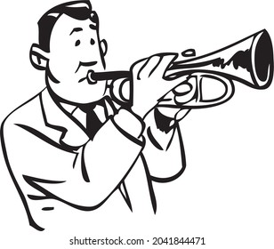 Jazz musician playing a trumpet