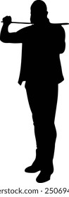 Jazz Musician Silhouette on White Background. Vector Black Silhouette with Flat Design