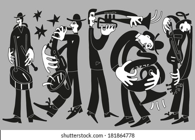 jazz musicians - doodles set