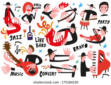 jazz musicians set 3 - vector illustrations