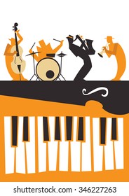 Jazz Musicians silhouettes with keyboard