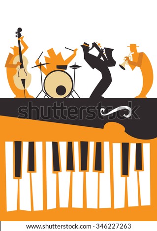 Jazz Musicians silhouettes with keyboard