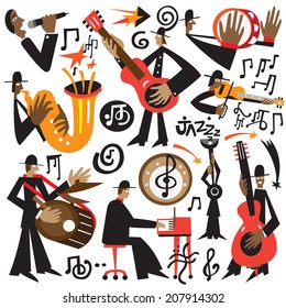 jazz musicians - vector cartoons