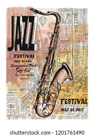 Jazz in New York, poster - vector illustration
