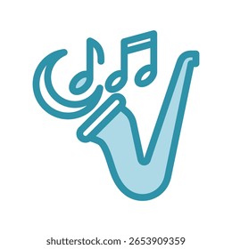 Jazz Night Dual Tom ícone cor azul, mini ilustração para relaxamento, festa, pubs e bares UI, kit UX, app e desenvolvimento web, digital ou impressão.