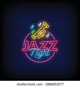 Jazz Night Neon Signs Style Text Vector