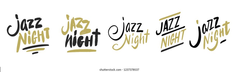 Jazz night set. Hand drawn Music poster illustration - vector