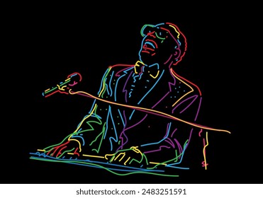 Jazz piano player neon sign vector illustration