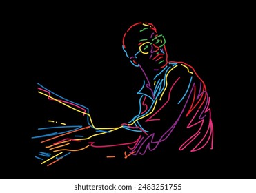 Jazz-Pianist Neon Sign Vektorillustration