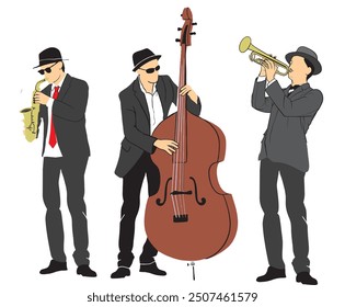 jazz player full isolated on white vector