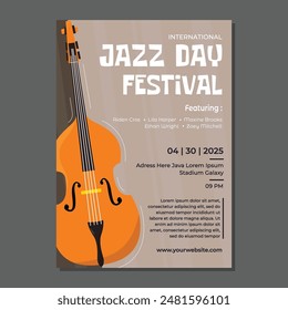 Jazz poster Jazz festival poster with trumpet microphone flat illustration. Music festival flyer design template.