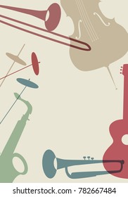Jazz Poster. Set of musical instruments typical of jazz music