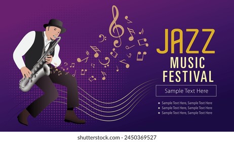 Jazz posters. Music concert flyer. Festival orchestra performers. Advertising banners design. Vector Illustration contemporary musical performance placards set