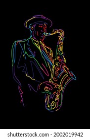 Jazz sax player abstract vector illustration