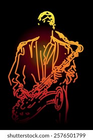 Jazz sax player vector illustration