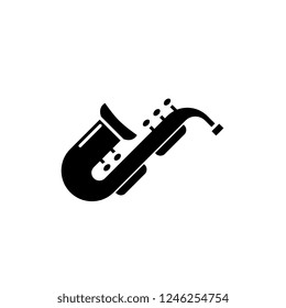 Jazz saxophone black icon, vector sign on isolated background. Jazz saxophone concept symbol, illustration 