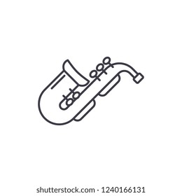 Jazz saxophone line icon concept. Jazz saxophone vector linear illustration, symbol, sign