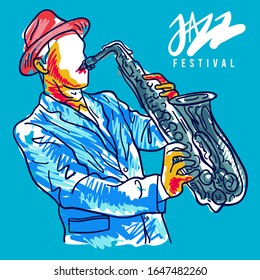 Jazz saxophone player. abstract vector illustration for jazz poster