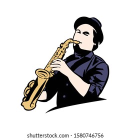 Jazz Saxophone Player Clip Art Vector Stock Vector (royalty Free 