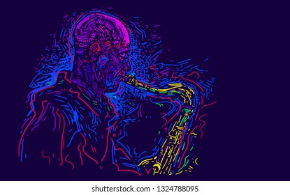 Jazz saxophone player. Colorful abstract vector illustration for jazz poster. EPS 10 format.