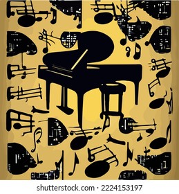 Jazz saxophone player. on sale for jazz poster. Cartoon 3d doodles Musical illustration. Vector background multicolored detailed frame of objects Illustration Vector Cartoon Drawing