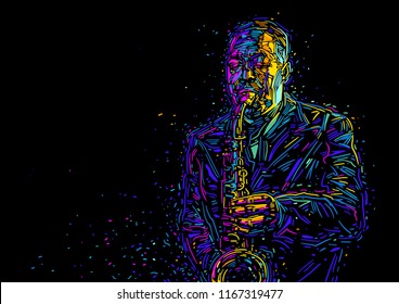 Jazz saxophone player. vector illustration for jazz poster.