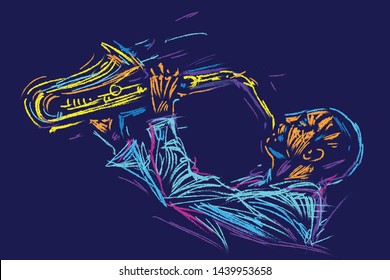 Jazz saxophone player. vector illustration for jazz poster.