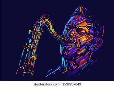 Jazz saxophone player. vector illustration for jazz poster.