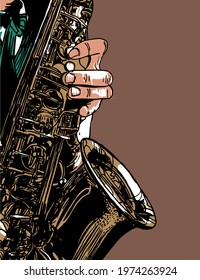 Jazz saxophone player. Vector illustration for jazz poster.