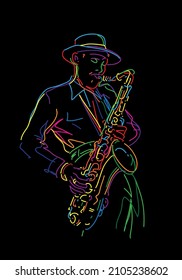 Jazz saxophone player vector illustration