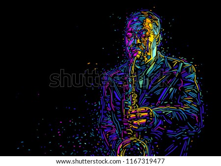 Jazz saxophone player. vector illustration for jazz poster.