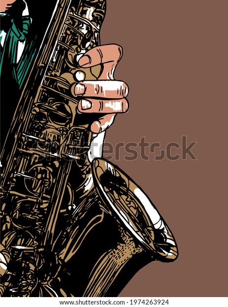 Jazz saxophone player. Vector illustration for
jazz poster.