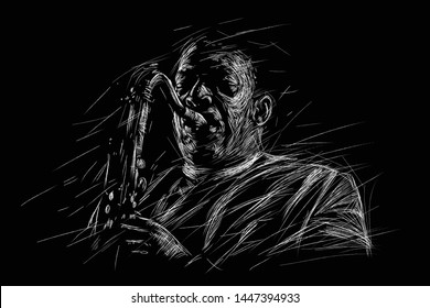 Jazz saxophone player. Vector sketch style illustration for jazz poster.