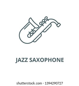Jazz saxophone vector line icon, linear concept, outline sign, symbol