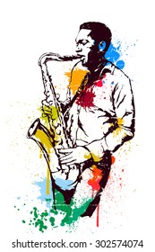 Jazz Saxophonist, Colored Spots