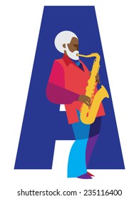 Jazz saxophonist and letter "A"