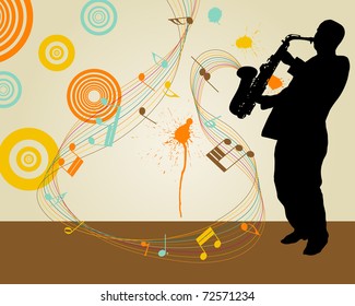 Jazz saxophonist retro theme. Vector illustration for design use.