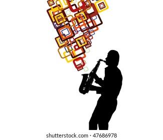 Jazz saxophonist theme. Vector illustration for design use.