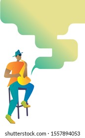 Jazz saxophonist.Musicians of jazz. Man playing saxophone. Vector . Editable in several layers.  With place for text
