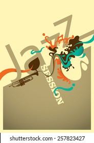 Jazz session poster design with abstraction. Vector illustration