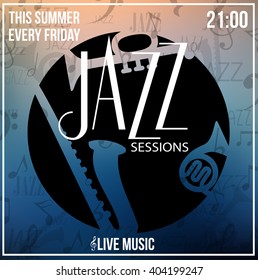 Jazz Sessions grunge poster vector