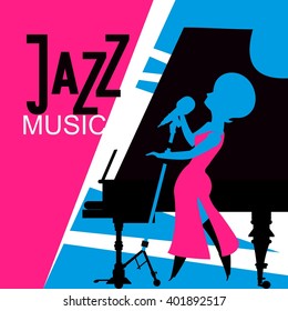 jazz singer performs sings near the piano style of pop art