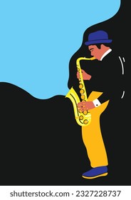 Jazz singer poster, flyer template flat vector design. Hand drawn illustration style. live music event. 