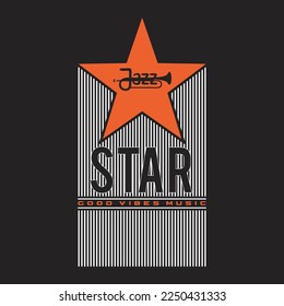 jazz star music design typography vector illustration for print