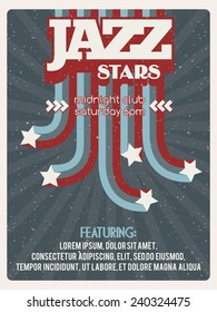 Jazz stars. Retro music festival poster template. Vector illustration. 